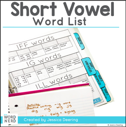 Short Vowel Word List COver